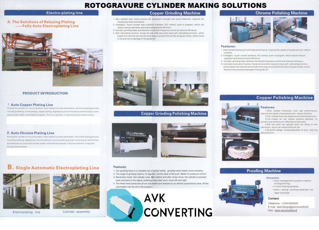 EQUIPMENT FOR GRAVURE CYLINDERS MANUFACTURING